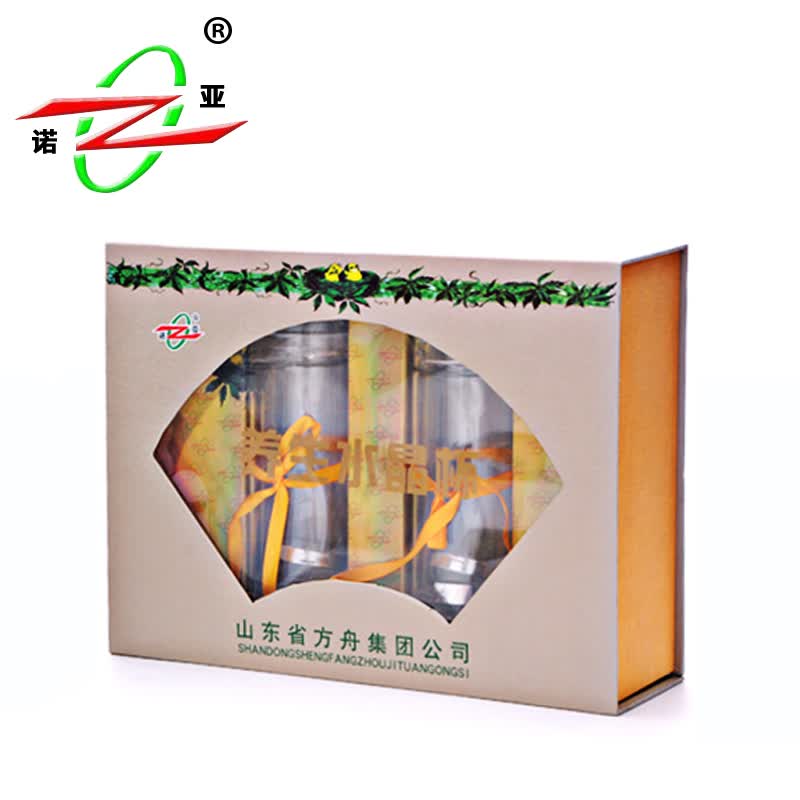 诺亚口杯养生水晶杯水杯双层玻璃杯子加厚带盖玻璃杯双只礼盒套装