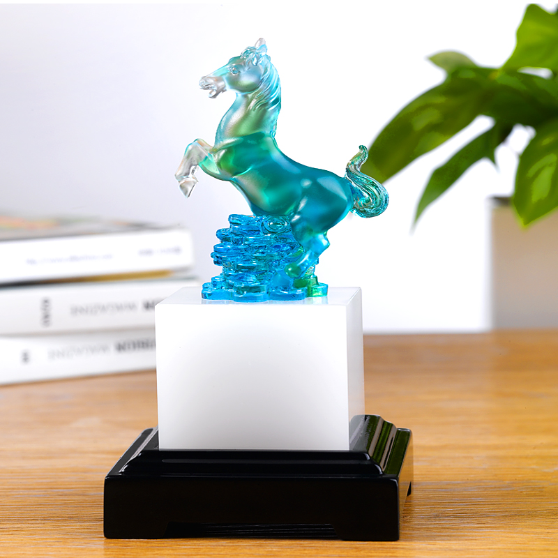 吉祥源高檔琉璃玉馬如意擺件馬上發(fā)財工藝品辦公室桌擺設 印章底座馬