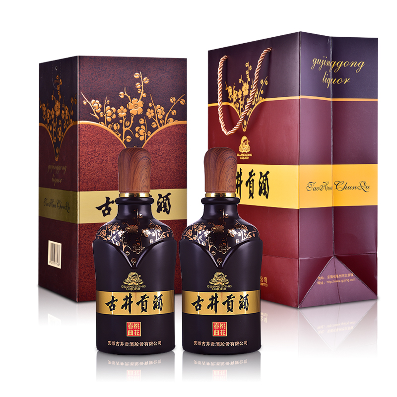 古井贡50度 古井贡酒 桃花春曲500ml*2 白酒