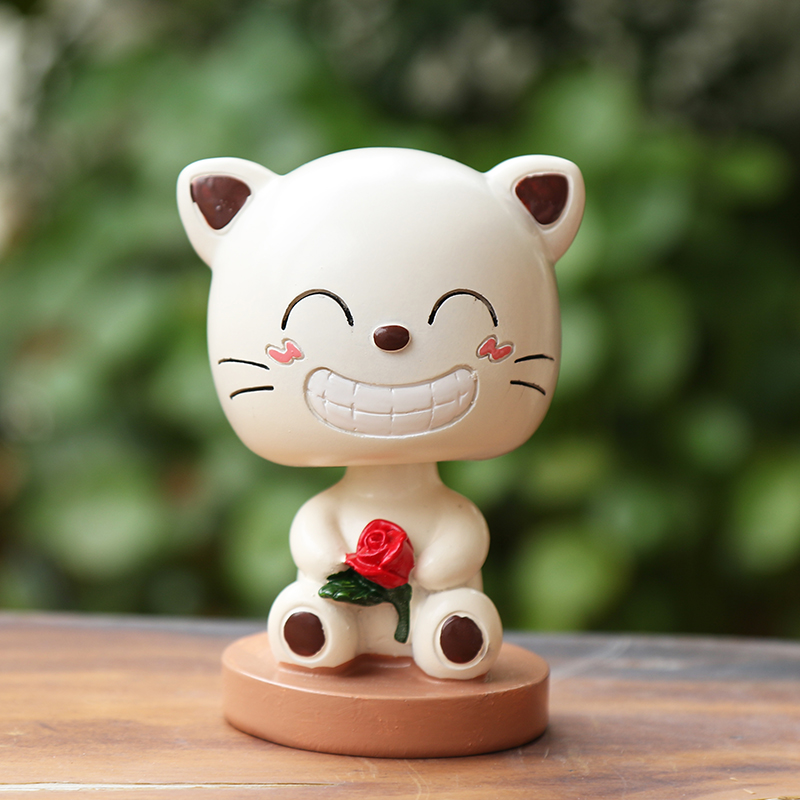 (molong)创意车内摇头弹簧摆件装饰品卡通车饰车载车上汽车用品糖果猫