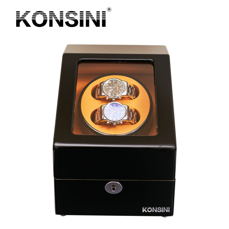 KONSINI摇表器自动机械上链表盒自动转表器上弦器电动摇摆电动手表盒晃表机送男朋友生日父亲节礼品 2+3系列黑色+棕色内饰