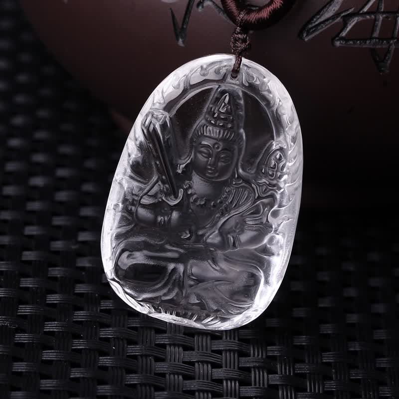 慈灵阁白水晶虚空藏菩萨守护神观音项链生肖属虎牛本命佛男女
