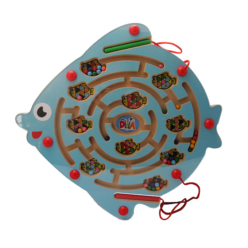 迷宫运笔走珠玩具男女孩早教生日礼物专注力训练闯关 彩虹鱼磁性迷宫