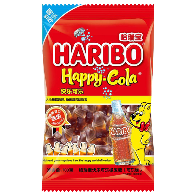 德国进口 哈瑞宝（HARIBO） 快乐可乐橡皮糖 儿童水果糖果汁软糖 网红QQ糖婚庆喜糖 可乐味100g