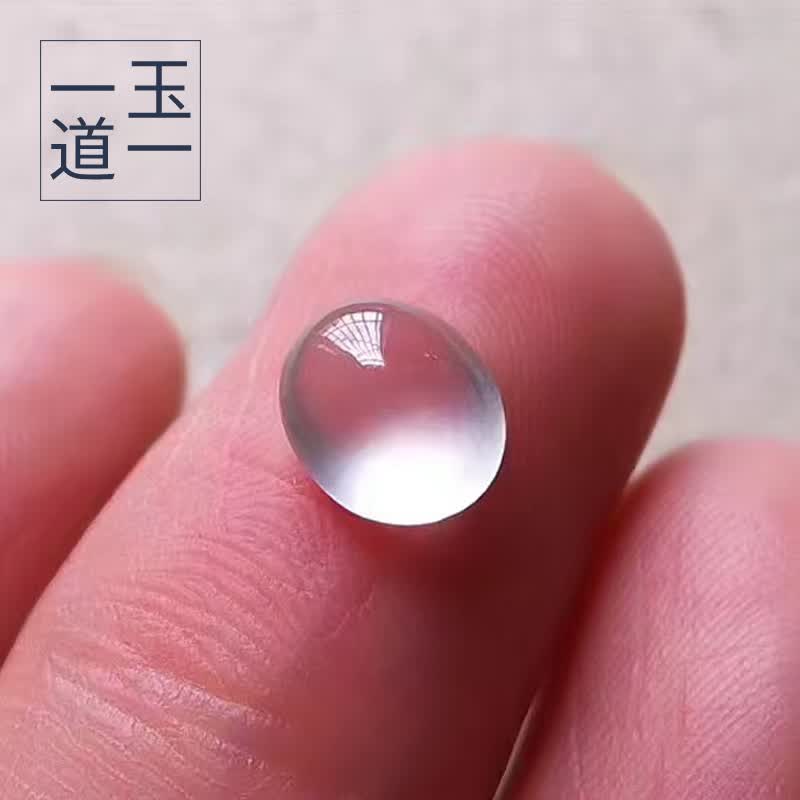 天然a货无色白色翡翠蛋面戒面戒指镶件订制珠宝玻璃种冰种起光起钢光