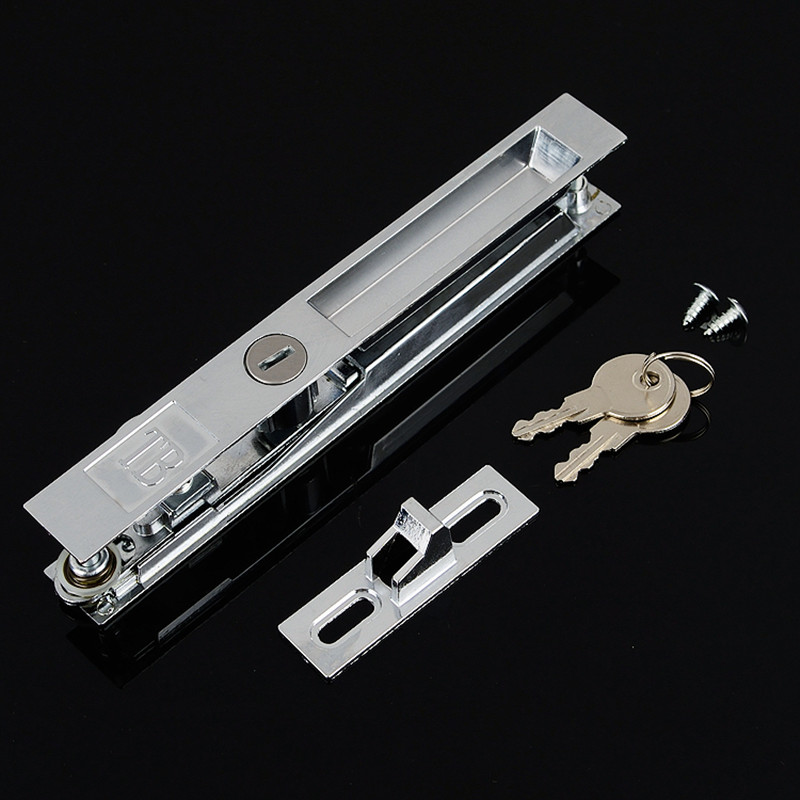 90推拉窗双面钩锁 铝合金门窗锁推拉门锁窗锁移门钩锁带钥匙勾锁 双面