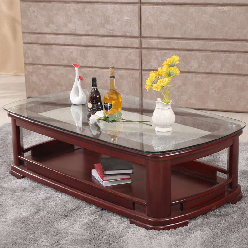 家具 中式实木电视柜茶几组合家用客厅用的实木茶几加抽可储物 琥珀红