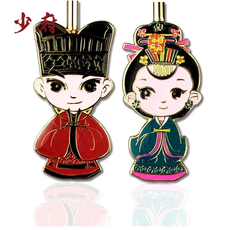 特色古风小礼物送情侣520情人节婚庆礼品唐装汉服书签 新郎 新娘