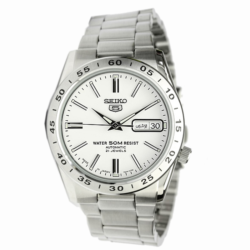 精工(seiko)手表 5号全自动机械表日本制 男表日本直送 白盘白链snkd