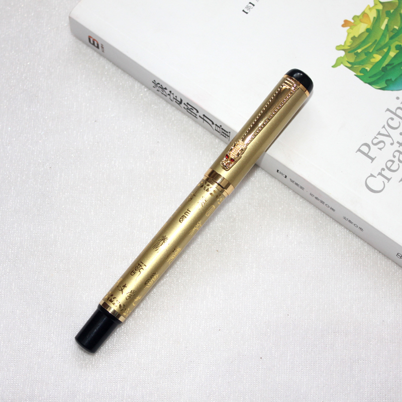 永生钢笔商务钢笔学生钢笔书法练习墨水礼品铱金笔永生687明尖金色单
