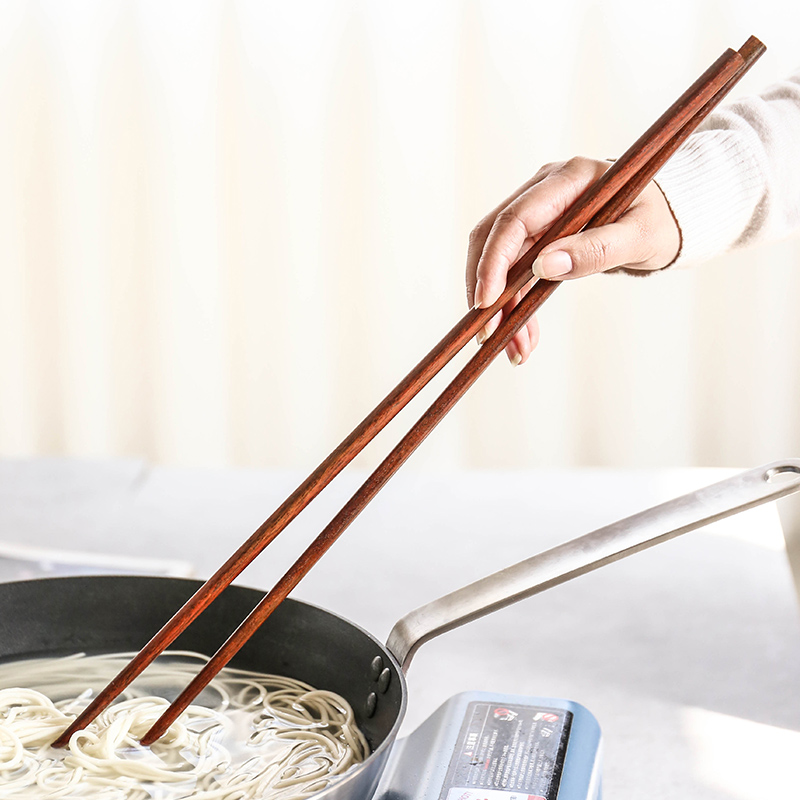舍里 日式实木加长木筷子家用捞面筷火锅筷油炸筷炸油条筷子 加长面筷