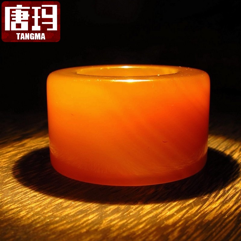 唐玛老蜜蜡颜色棕黄玛瑙扳指男戒指可做项链内径22mm或24mm