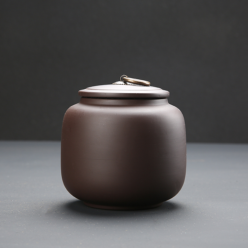 鼎器 陶瓷紫砂茶叶罐 绿茶红茶干果存储罐 储藏罐子 密封 紫砂茶叶罐