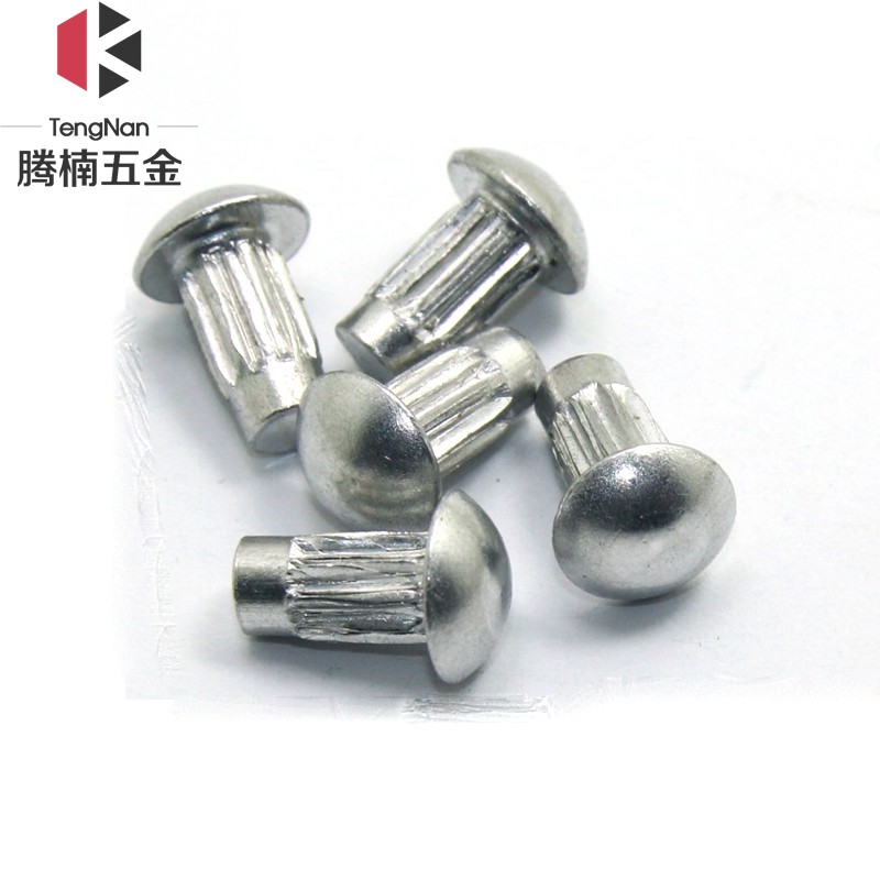 騰楠鋁標(biāo)牌鉚釘鋁鉚釘GB827滾花銘牌實(shí)心半圓頭大頭鉚釘M2M2.5M3M4  3*4【500只】