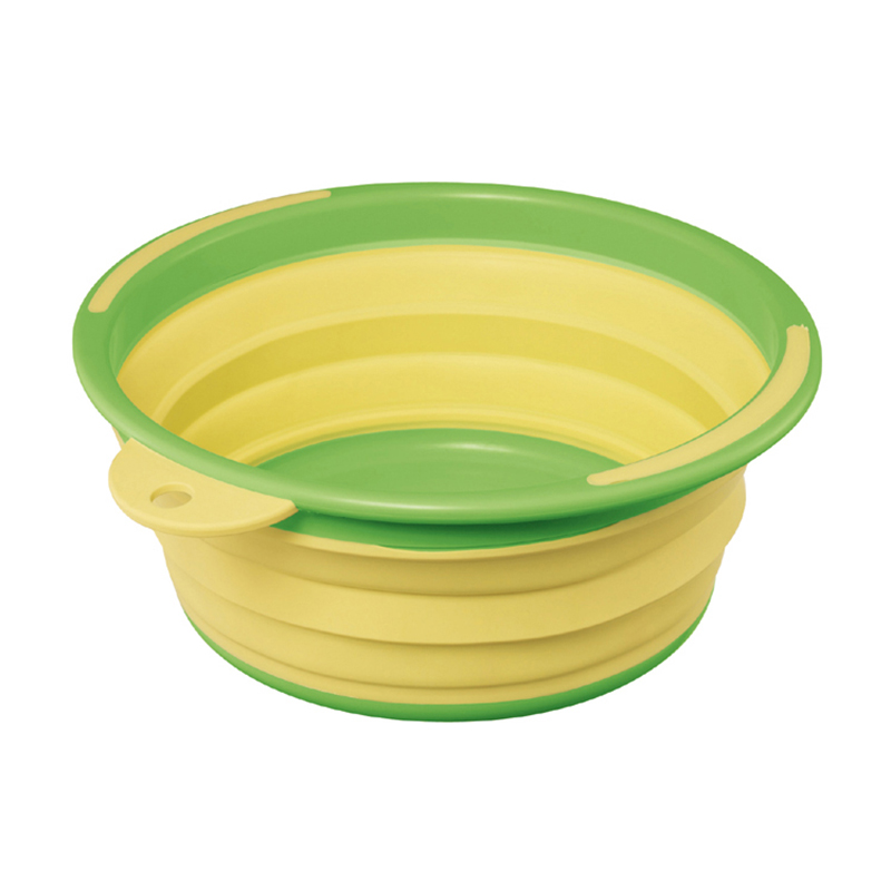 iseto 日本进口折叠脸盆大容量洗脸盆便携车载折叠盆洗衣盆 黄色