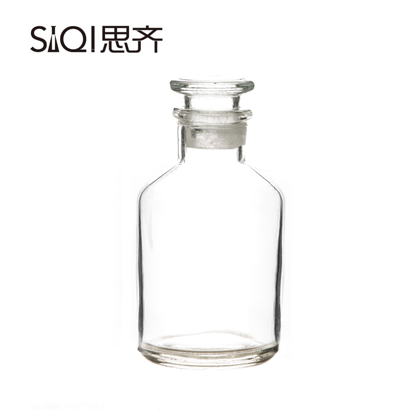 思齊（SiQi） 透明細(xì)口瓶 密封瓶 玻璃瓶 125ml 磨砂玻璃塞 化學(xué)實(shí)驗(yàn)器材