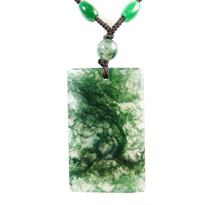 箴诺 天然水草玛瑙吊坠水草玉髓项坠玉挂件男女玉坠 平安牌吊坠