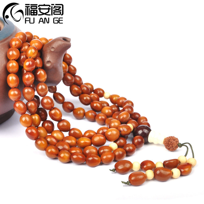 福安阁 皂角子原色富贵子菩提子手链108颗文艺复古百搭佛珠念珠/串