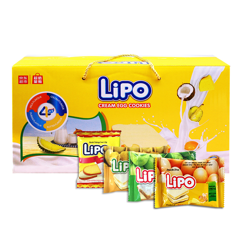 越南进口 Lipo混合口味面包干礼盒1KG 零食大礼包