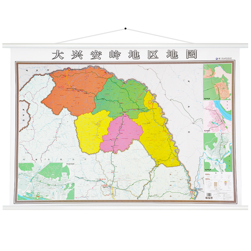 大兴安岭地区地图挂图 精装覆膜 办公室挂图 行政/交通/旅游/河流
