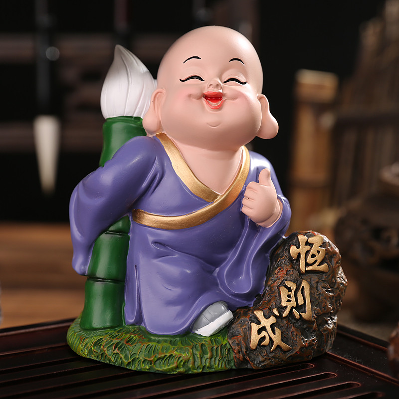 吉祥源 q版小和尚小沙弥摆件禅意书房办公室桌摆件送朋友小孩生日礼物