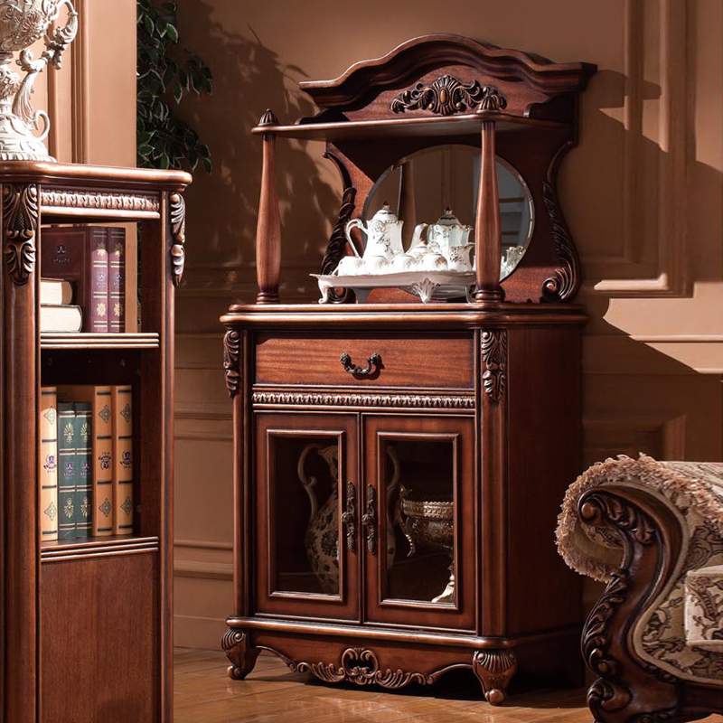 欧伦美美式实木酒柜 欧式酒柜实木小酒柜储物柜双门酒柜红酒柜餐厅