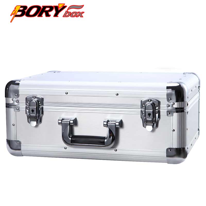 博瑞（BORY）带锁铝合金工具箱样品储物仪器箱手提保险箱子铝合金箱 全铝表面 铝箱钥匙锁款460*360*190MM