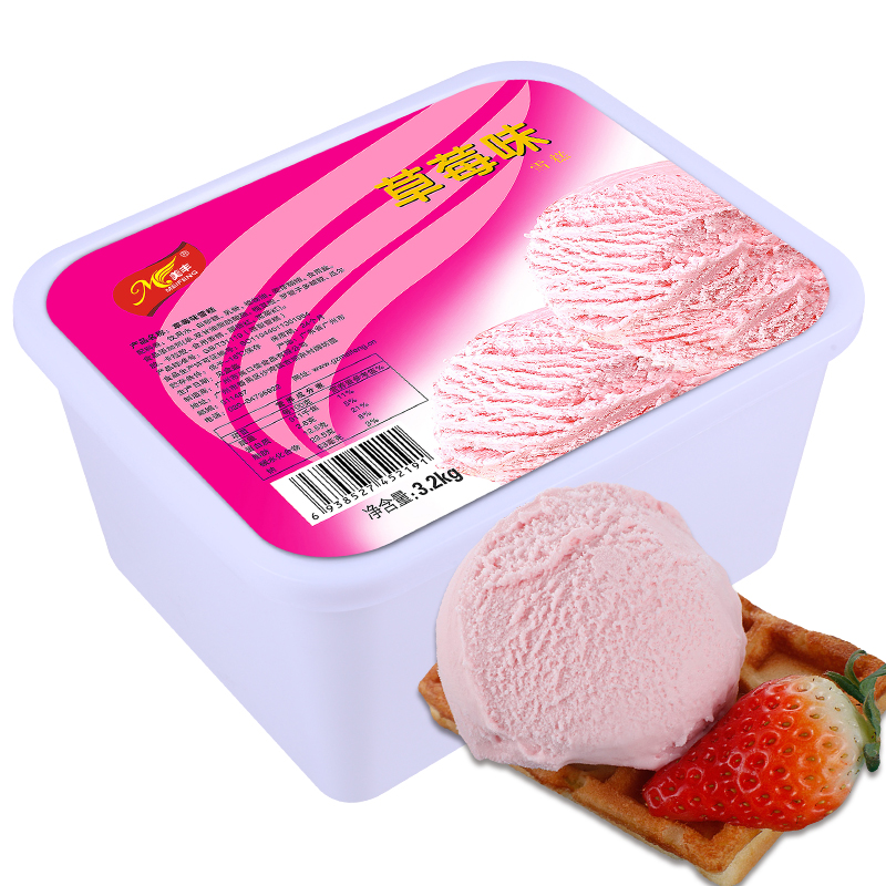 美丰6L商用大桶冰淇淋3.2公斤冰激凌自助餐饮雪糕批发 草莓味