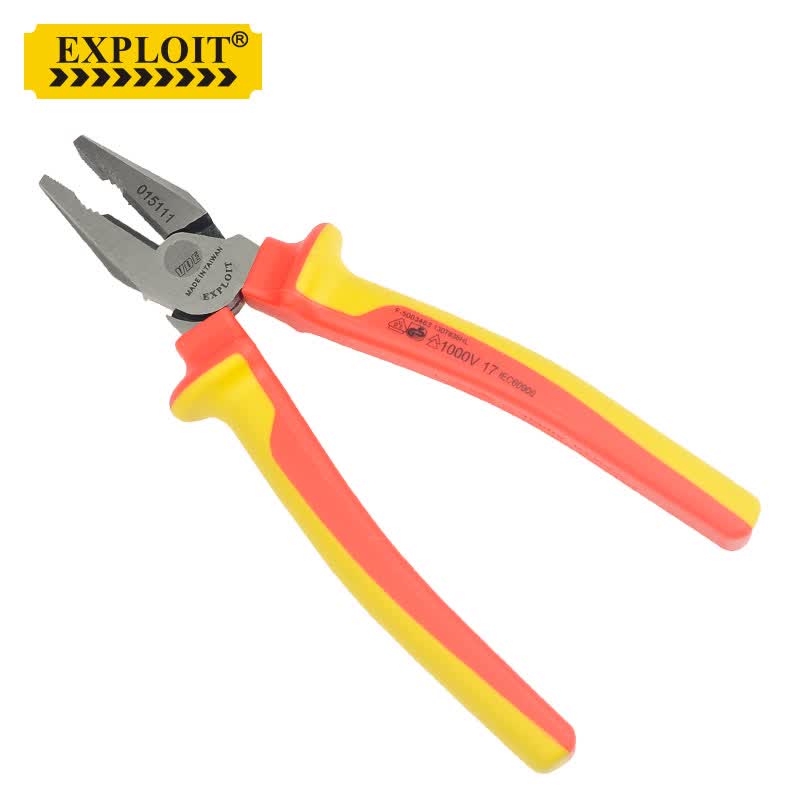 开拓(exploit)台湾制造 1000v绝缘钢丝钳老虎钳 省力电工钳 钢丝钳