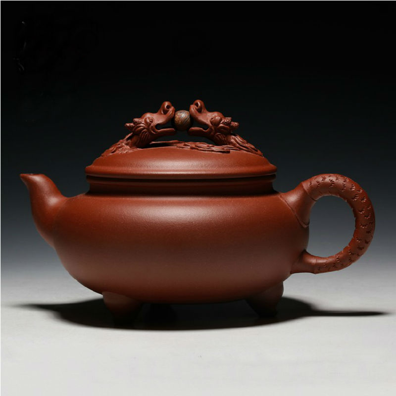 美典(meediea)宜兴名家紫砂壶 茶具茶壶全手工原矿清水泥双龙戏珠336