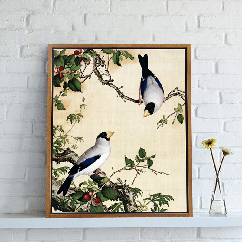 画郎世宁工笔画喜上枝头电表箱画卧室床头客厅壁画挂件油画 樱花图 40