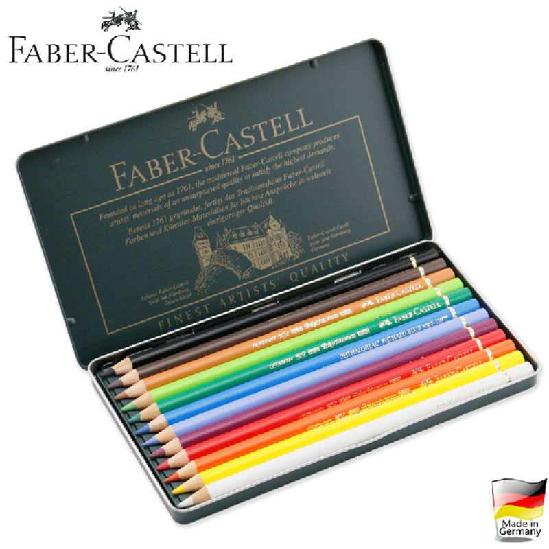 辉柏嘉 faber-castell 艺术家系列 油性彩色铅笔 绿铁盒 经典油性 12