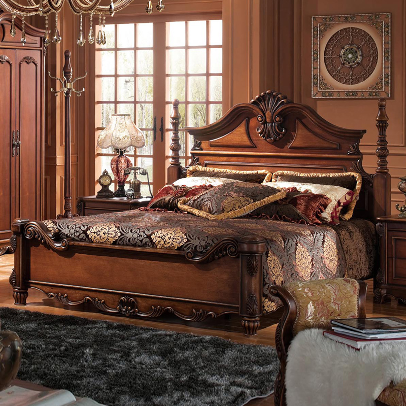 欧伦美实木床美式双人床欧式复古简约1.
