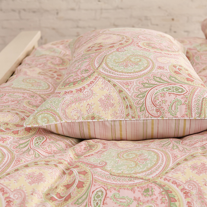 柳庭 家纺 全棉60支贡缎枕套 纯棉枕头套一对装 凤尾花 48x74cm