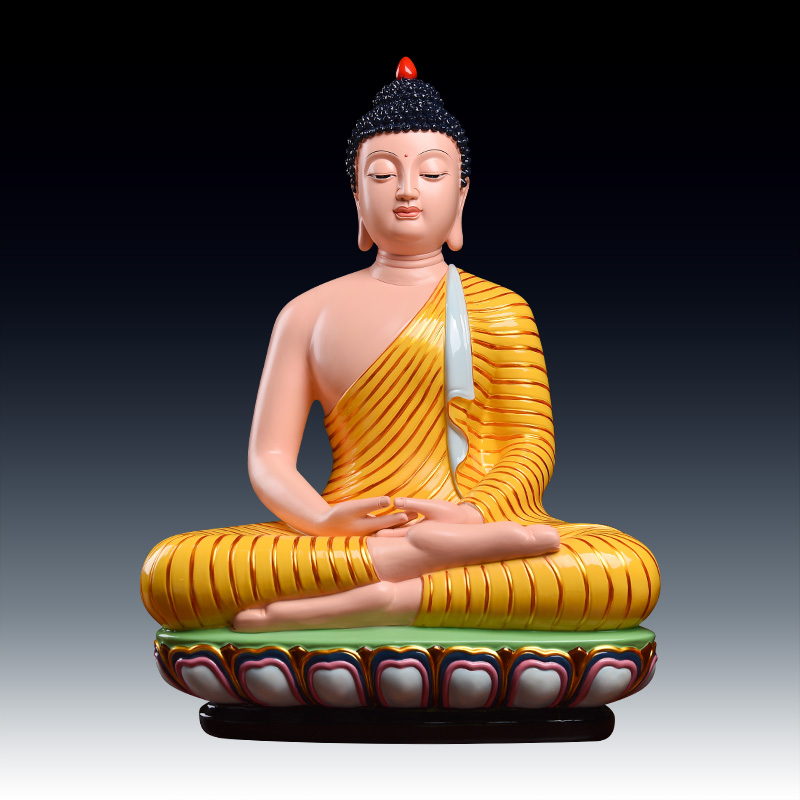 戴玉堂 彩绘释迦牟尼佛彩色泰国佛德化陶瓷佛像艺术品摆件供奉家居