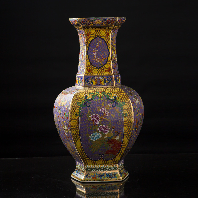 领格(lingge) 景德镇陶瓷龙凤花纹图仿古花瓶仿乾隆陶瓷艺术收藏居家