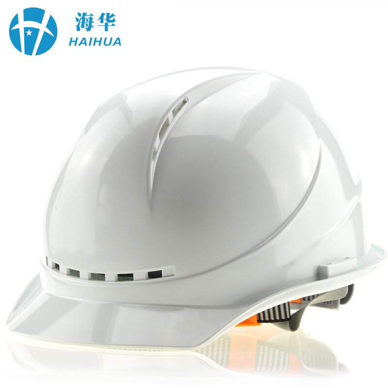 海华（HAIHUA） ABS安全帽 工地施工劳保透气电力工程帽 头盔免费印字A3F 白色 一指键式调节