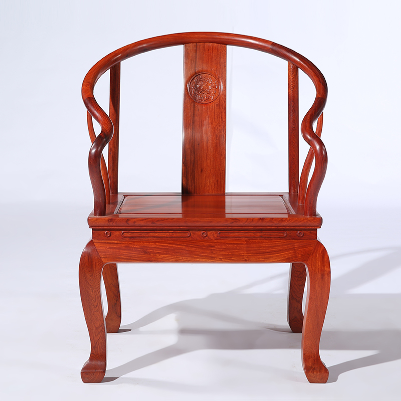 錦名園红木家具缅甸花梨(学名:大果紫檀)圈椅  中式太师椅实木椅子