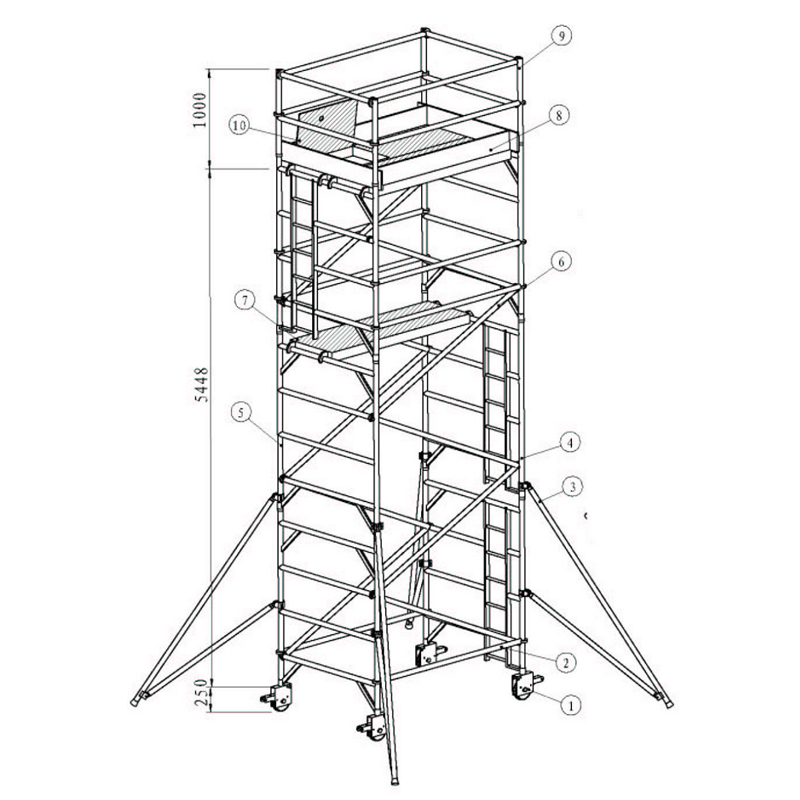 铝立方平台高5-10m铝合金脚手架可折叠升降快装多功能建筑施工装修架子 WPK108(平台高5.6米）
