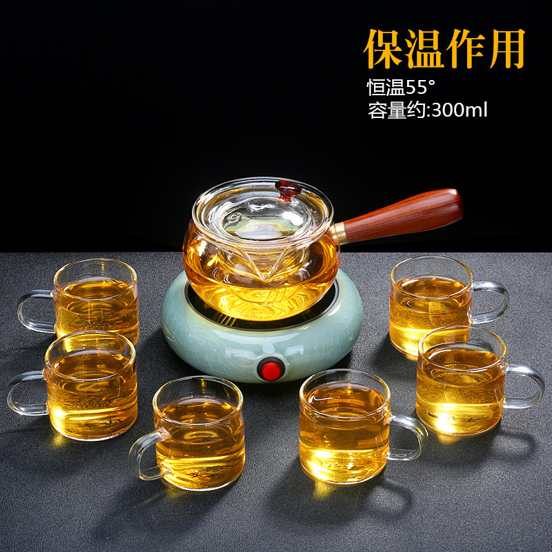 唐丰(tangfeng) 侧把泡茶壶玻璃过滤花茶壶普洱茶具套装家用煮茶器