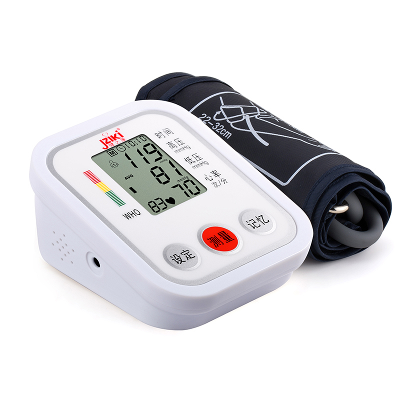 JZIKI电子血压计家用医用上臂式血压仪语音全自动量血压测量器 插电款+收纳袋+电源线