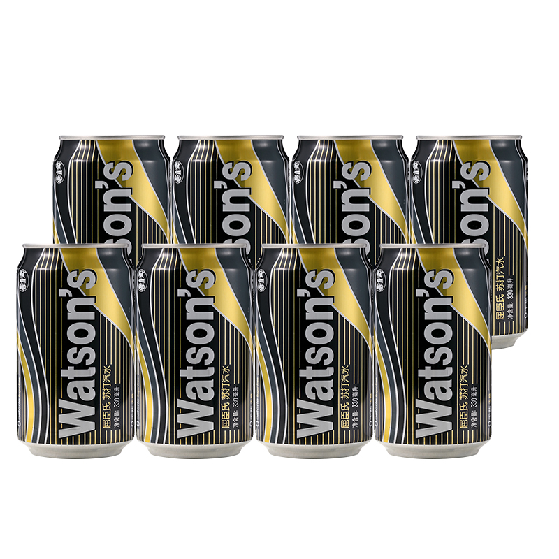 屈臣氏(watsons)苏打水330ml*8罐 植物汽水 原味苏打水330ml*8罐