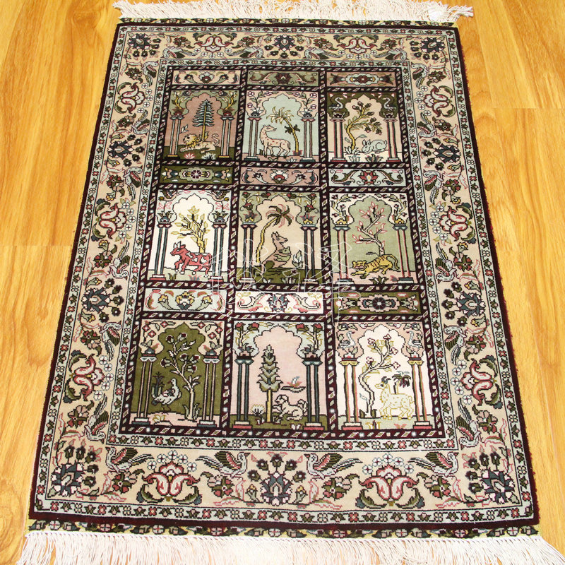 毯译出口伊朗土耳其高端波斯手织真丝几何地毯 61x92厘米