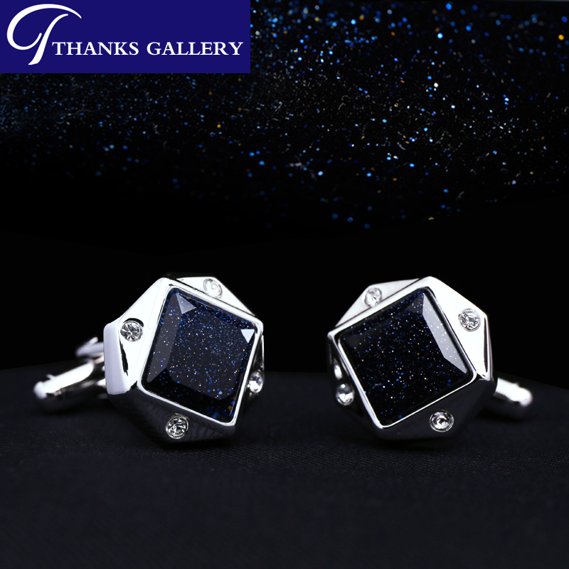 THANKS海外原装进口法式袖扣袖钉男士衬衫袖口钉轻奢水晶星空石正装商务客户私人定制刻字礼物礼品级包
