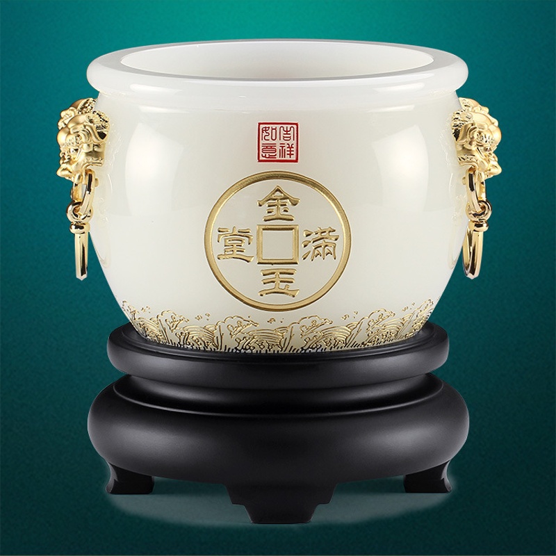 琉璃聚宝盆创意家居饰品工艺品摆件招财商务礼品定制logo批发订制