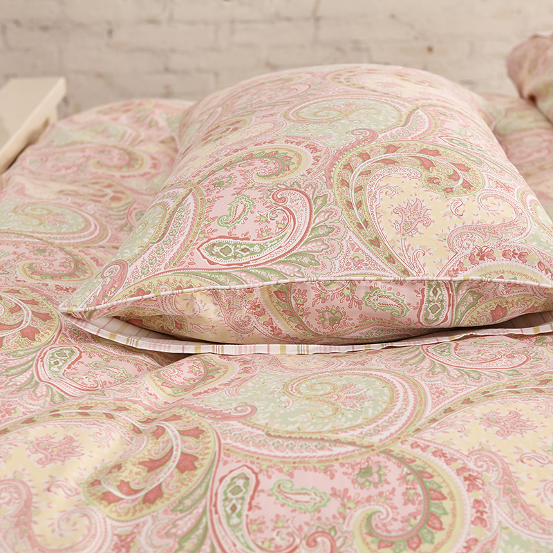 柳庭 家纺 全棉60支贡缎枕套 纯棉枕头套一对装 凤尾花 48x74cm