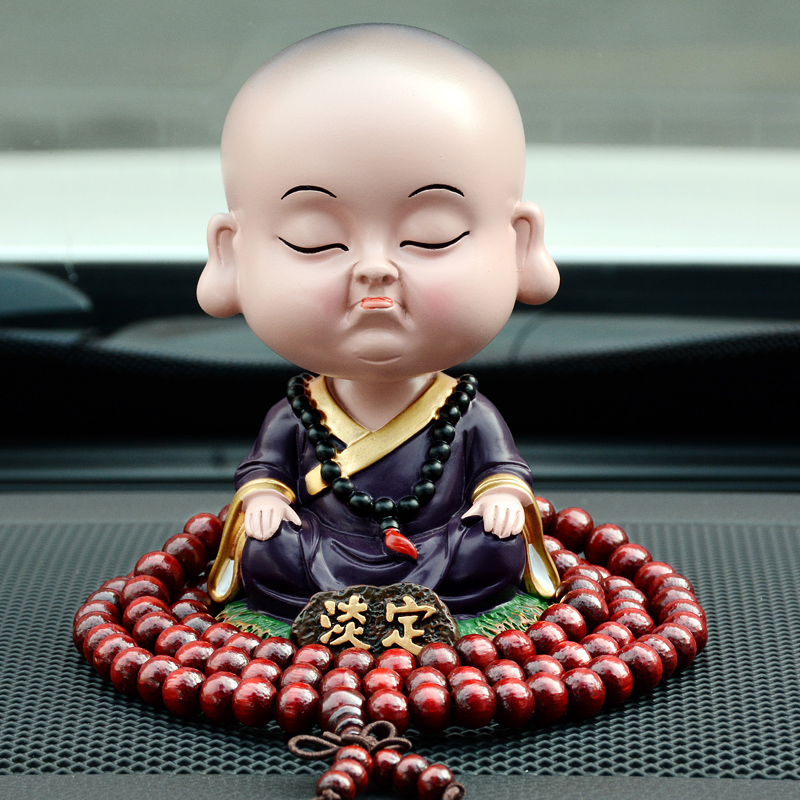 璐艺恺摇头小和尚汽车摆件创意可爱公仔弥勒佛卡通平安车内仪表台装饰