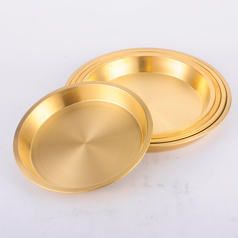 锐佳（RUIJIA） 加厚纯铜黄铜盘健康铜器蒸鸡蒸鱼铜盘圆铜盘 加厚纯铜圆盘24CM