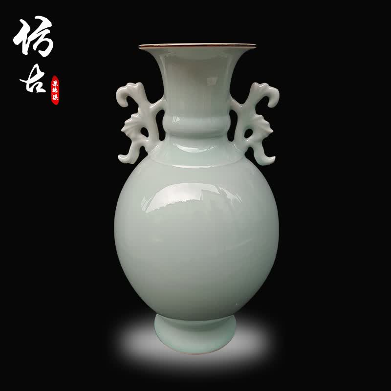 困而学 景德镇高档仿古大号影青釉陶瓷花瓶 家居装饰品摆件 大肚皮