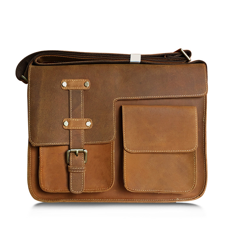 geremen男士剑桥包单肩包斜挎包休闲包时尚大容量男款头层牛皮邮差包